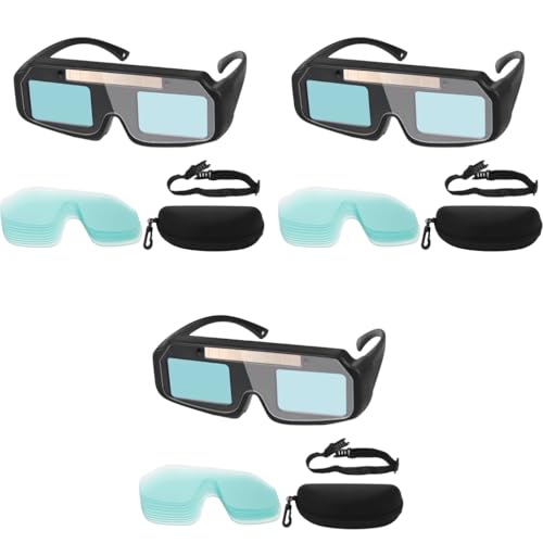Serplex® Welding Goggles Welding Eyeglasses with Head Strap Solar Powered Auto Darkening Welding Glasses with 15 Replacement Lens Anti-Glare Protective Welder Glasses for Electric Work Grinding 3 PCS Serplex® Welding Goggles Welding Eyeglasses with Head Strap Solar Powered Auto Darkening Welding Glasses with 15 Replacement Lens Anti-Glare Protective Welder Glasses for Electric Work Grinding 3 PCS